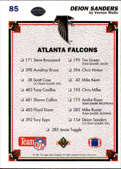 1991 Upper Deck Football "Main Set" Cards #1 to #250 Rookies and Veterans - Picture 169 of 495