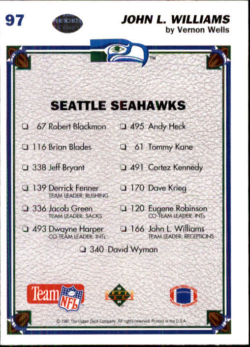1991 Upper Deck Football "Main Set" Cards #1 to #250 Rookies and Veterans - Picture 193 of 495