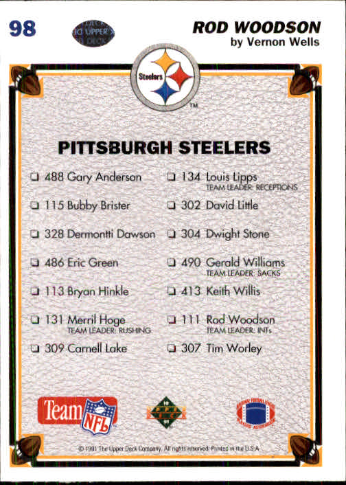 1991 Upper Deck Football "Main Set" Cards #1 to #250 Rookies and Veterans - Picture 195 of 495