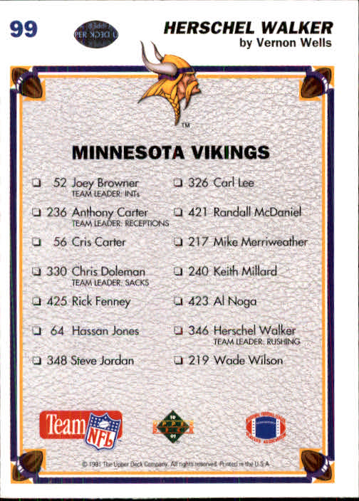 1991 Upper Deck Football "Main Set" Cards #1 to #250 Rookies and Veterans - Picture 197 of 495