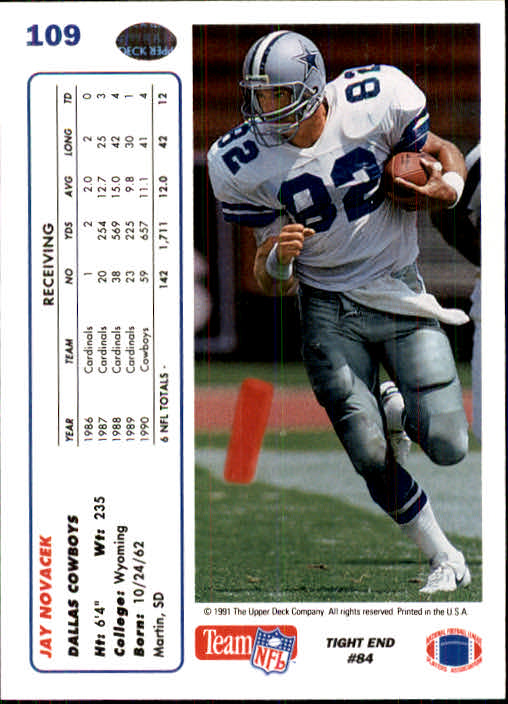 1991 Upper Deck Football "Main Set" Cards #1 to #250 Rookies and Veterans - Picture 217 of 495