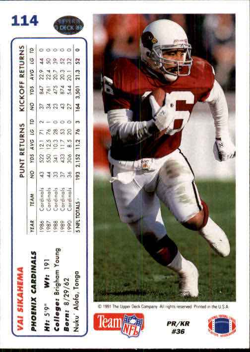 1991 Upper Deck Football "Main Set" Cards #1 to #250 Rookies and Veterans - Picture 227 of 495