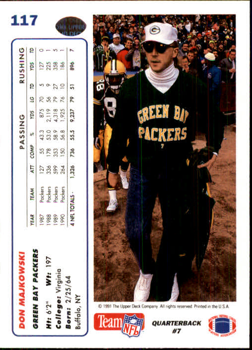 1991 Upper Deck Football "Main Set" Cards #1 to #250 Rookies and Veterans - Picture 233 of 495