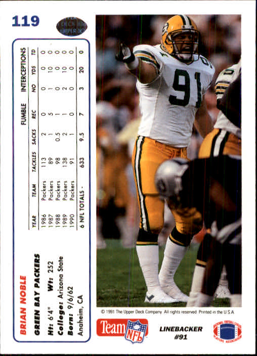 1991 Upper Deck Football "Main Set" Cards #1 to #250 Rookies and Veterans - Picture 237 of 495