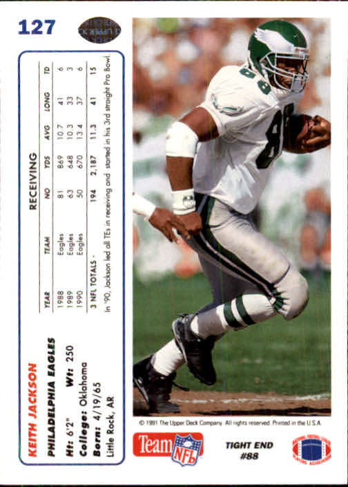 1991 Upper Deck Football "Main Set" Cards #1 to #250 Rookies and Veterans - Picture 253 of 495
