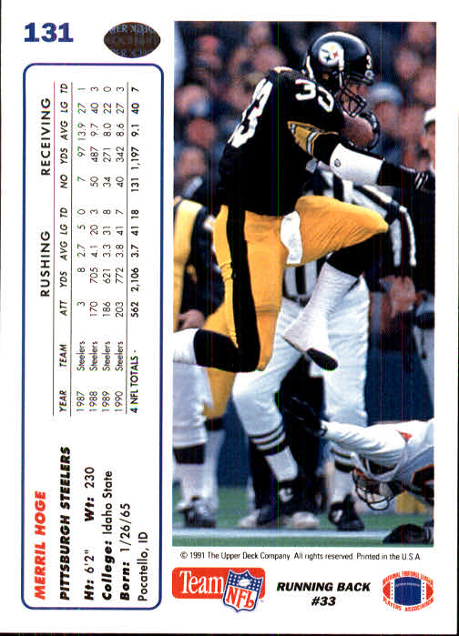 1991 Upper Deck Football "Main Set" Cards #1 to #250 Rookies and Veterans - Picture 261 of 495