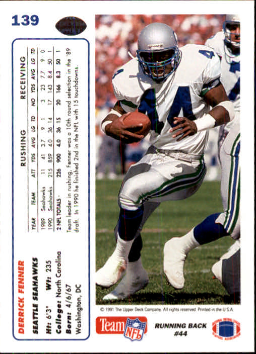 1991 Upper Deck Football "Main Set" Cards #1 to #250 Rookies and Veterans - Picture 277 of 495