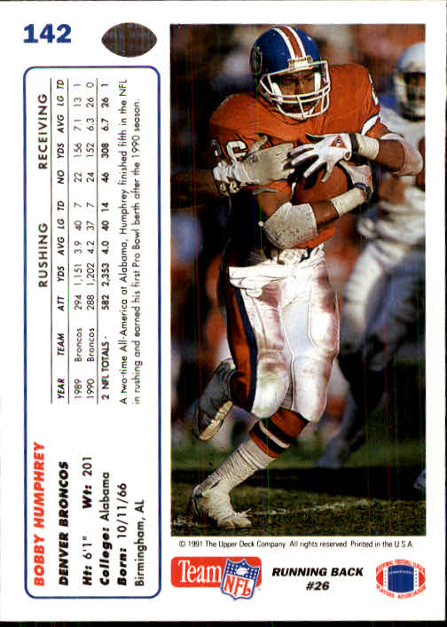 1991 Upper Deck Football "Main Set" Cards #1 to #250 Rookies and Veterans - Picture 283 of 495