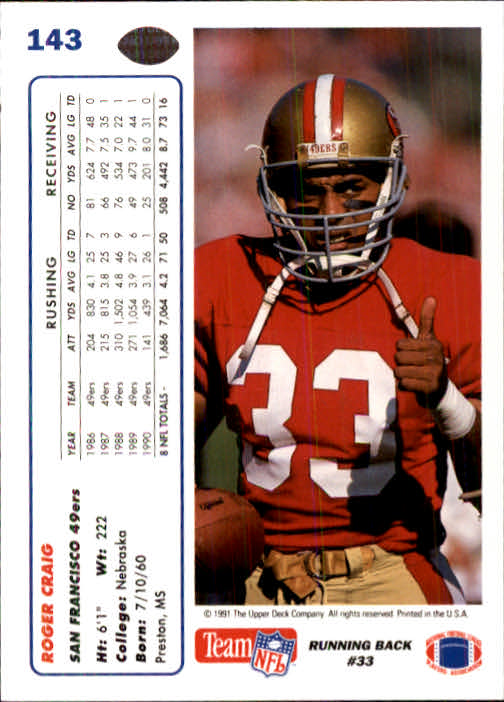1991 Upper Deck Football "Main Set" Cards #1 to #250 Rookies and Veterans - Picture 285 of 495