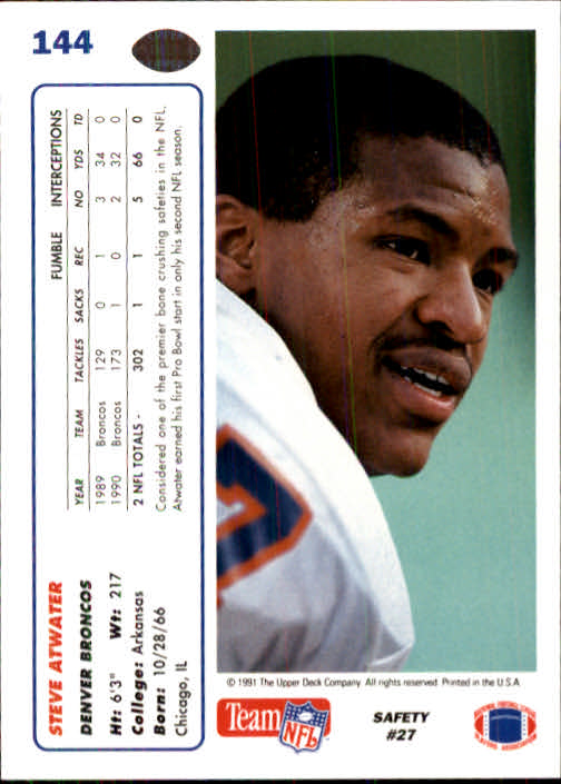 1991 Upper Deck Football "Main Set" Cards #1 to #250 Rookies and Veterans - Picture 287 of 495