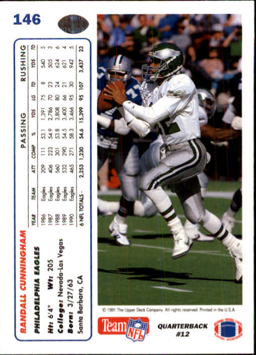 1991 Upper Deck Football "Main Set" Cards #1 to #250 Rookies and Veterans - Picture 291 of 495