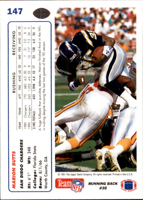 1991 Upper Deck Football "Main Set" Cards #1 to #250 Rookies and Veterans - Picture 293 of 495