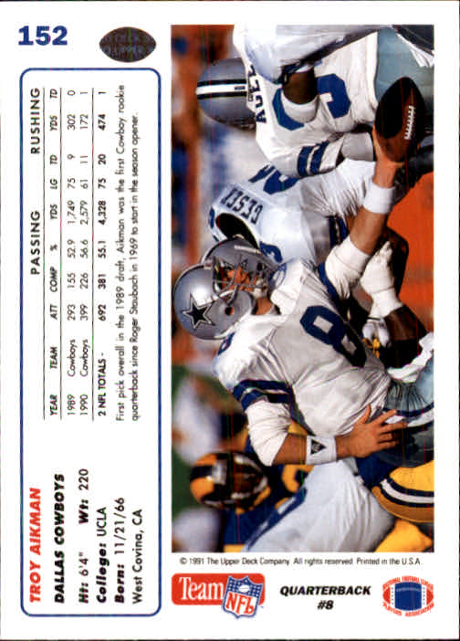 1991 Upper Deck Football "Main Set" Cards #1 to #250 Rookies and Veterans - Picture 303 of 495