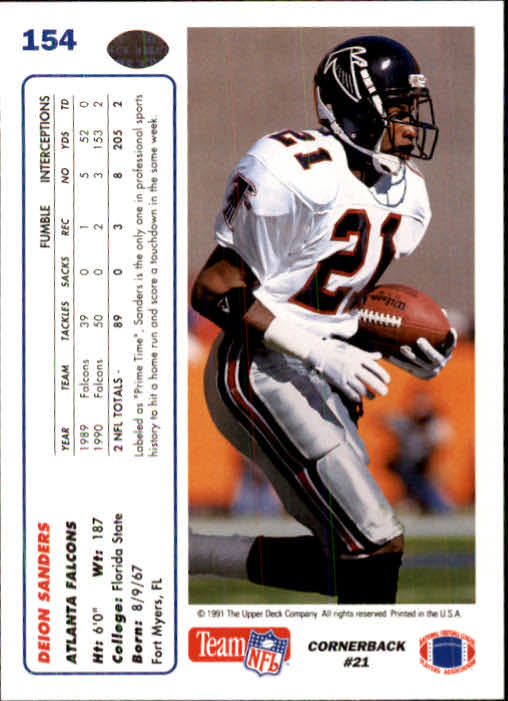 1991 Upper Deck Football "Main Set" Cards #1 to #250 Rookies and Veterans - Picture 307 of 495