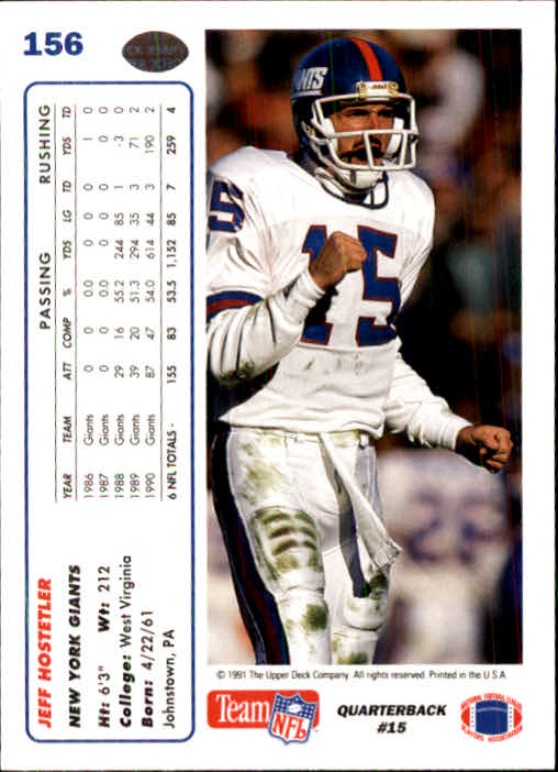 1991 Upper Deck Football "Main Set" Cards #1 to #250 Rookies and Veterans - Picture 309 of 495