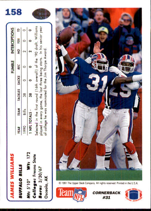 1991 Upper Deck Football "Main Set" Cards #1 to #250 Rookies and Veterans - Picture 313 of 495