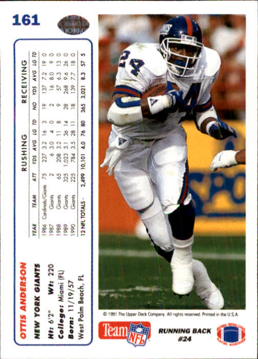 1991 Upper Deck Football "Main Set" Cards #1 to #250 Rookies and Veterans - Picture 319 of 495