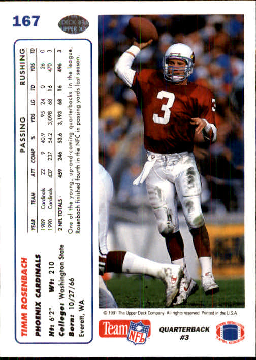 1991 Upper Deck Football "Main Set" Cards #1 to #250 Rookies and Veterans - Picture 331 of 495