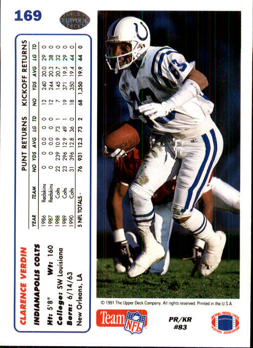 1991 Upper Deck Football "Main Set" Cards #1 to #250 Rookies and Veterans - Picture 335 of 495