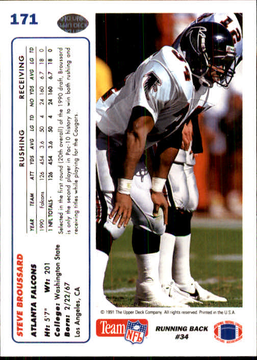 1991 Upper Deck Football "Main Set" Cards #1 to #250 Rookies and Veterans - Picture 339 of 495