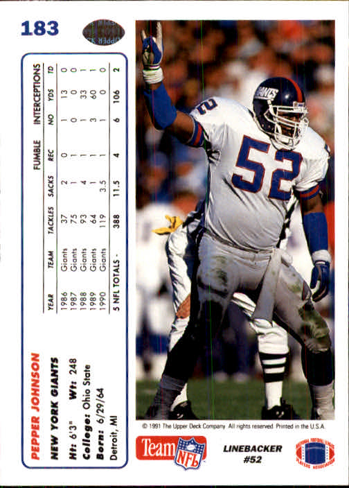 1991 Upper Deck Football "Main Set" Cards #1 to #250 Rookies and Veterans - Picture 363 of 495