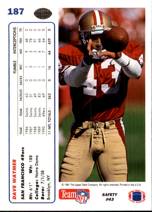 1991 Upper Deck Football "Main Set" Cards #1 to #250 Rookies and Veterans - Picture 371 of 495