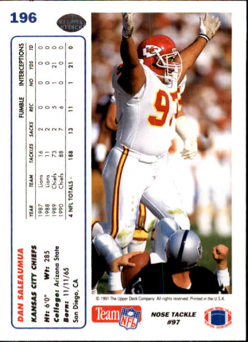 1991 Upper Deck Football "Main Set" Cards #1 to #250 Rookies and Veterans - Picture 389 of 495