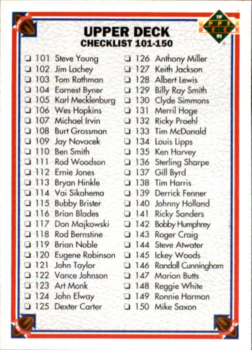 1991 Upper Deck Football "Main Set" Cards #1 to #250 Rookies and Veterans - Picture 396 of 495