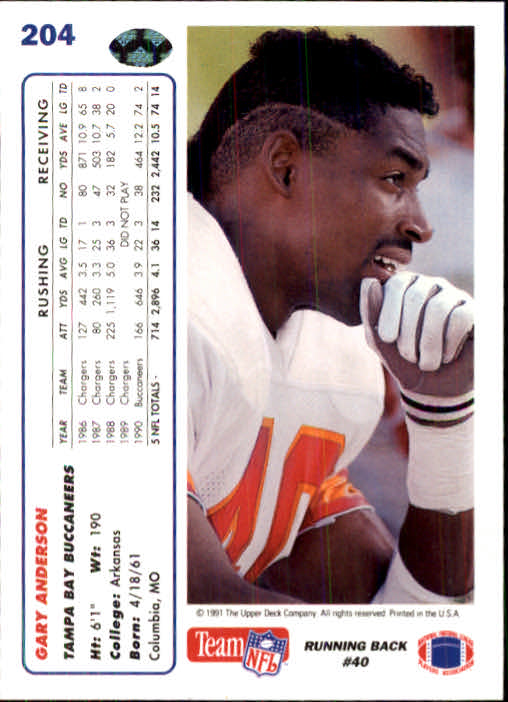 1991 Upper Deck Football "Main Set" Cards #1 to #250 Rookies and Veterans - Picture 405 of 495