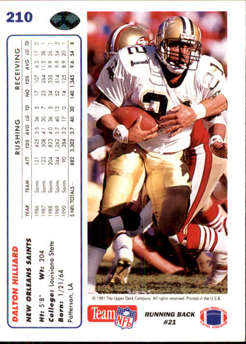 1991 Upper Deck Football "Main Set" Cards #1 to #250 Rookies and Veterans - Picture 417 of 495