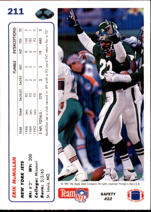 1991 Upper Deck Football "Main Set" Cards #1 to #250 Rookies and Veterans - Picture 419 of 495