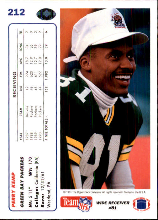 1991 Upper Deck Football "Main Set" Cards #1 to #250 Rookies and Veterans - Picture 421 of 495