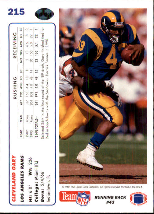 1991 Upper Deck Football "Main Set" Cards #1 to #250 Rookies and Veterans - Picture 427 of 495