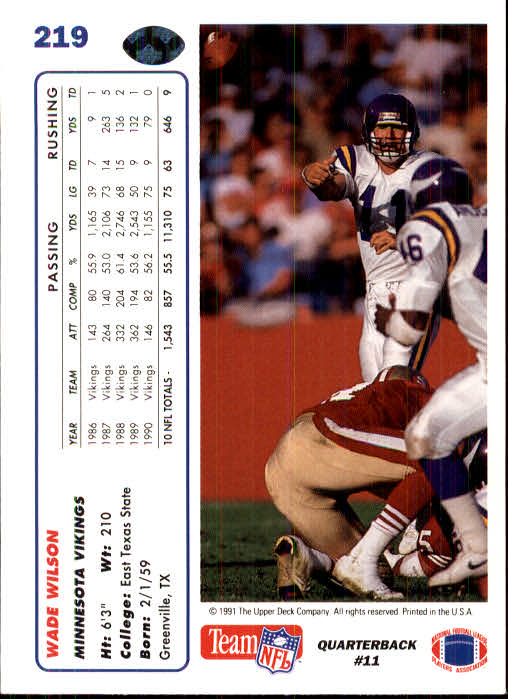 1991 Upper Deck Football "Main Set" Cards #1 to #250 Rookies and Veterans - Picture 435 of 495