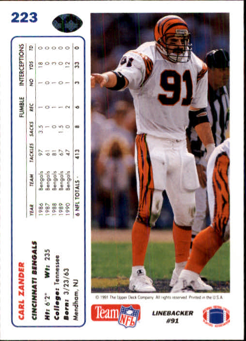 1991 Upper Deck Football "Main Set" Cards #1 to #250 Rookies and Veterans - Picture 443 of 495