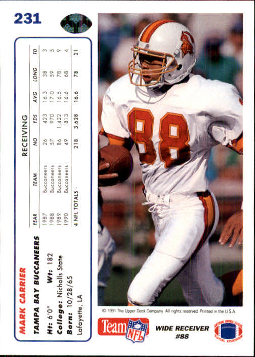 1991 Upper Deck Football "Main Set" Cards #1 to #250 Rookies and Veterans - Picture 457 of 495