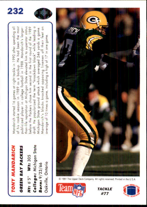 1991 Upper Deck Football "Main Set" Cards #1 to #250 Rookies and Veterans - Picture 459 of 495