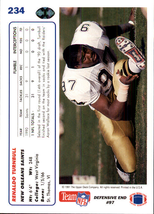 1991 Upper Deck Football "Main Set" Cards #1 to #250 Rookies and Veterans - Picture 463 of 495
