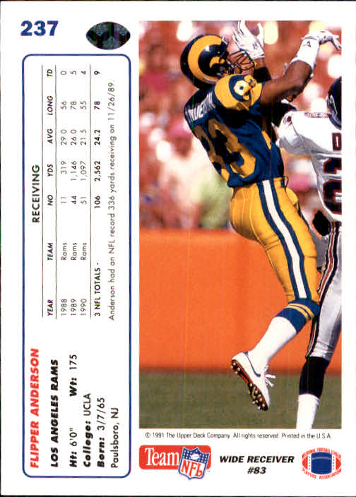 1991 Upper Deck Football "Main Set" Cards #1 to #250 Rookies and Veterans - Picture 469 of 495