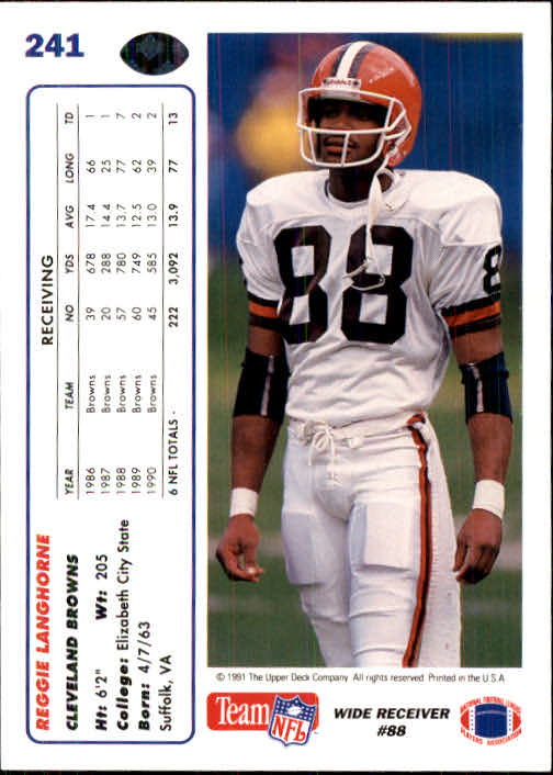 1991 Upper Deck Football "Main Set" Cards #1 to #250 Rookies and Veterans - Picture 477 of 495