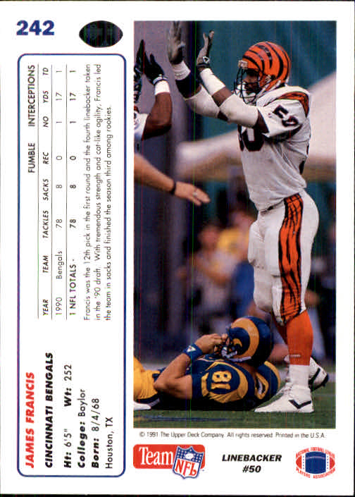 1991 Upper Deck Football "Main Set" Cards #1 to #250 Rookies and Veterans - Picture 479 of 495