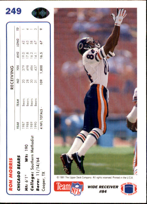 1991 Upper Deck Football "Main Set" Cards #1 to #250 Rookies and Veterans - Picture 493 of 495