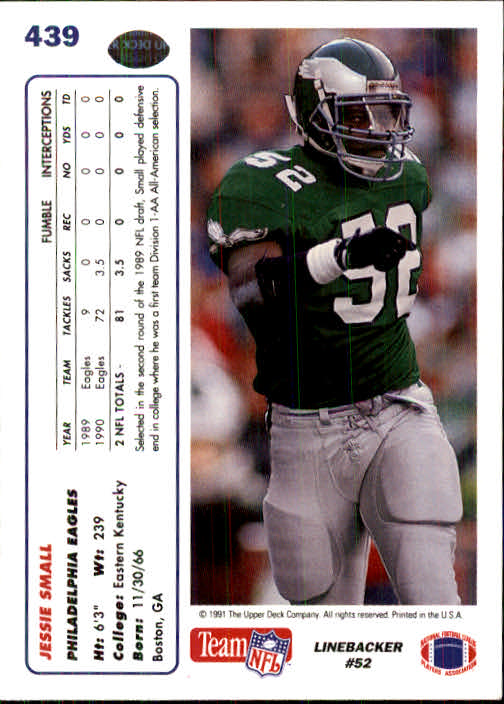 259 Jessie Small - Philadelphia Eagles - 1991 Pro Set Football – Isolated  Cards