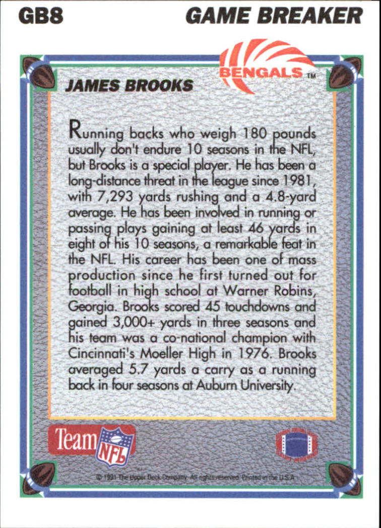 upper deck football 1991 #365 james brooks cinc - Buy Collectible stickers  of other sports on todocoleccion