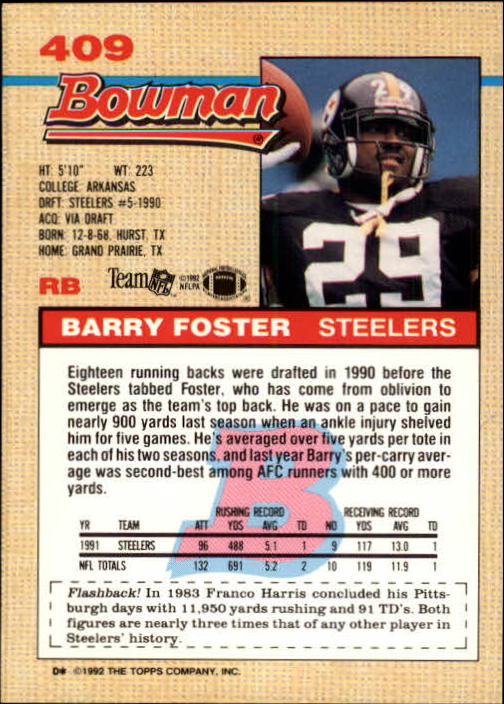 1992 Bowman Football "Main Set" Cards #401 to #573 Rookies and Veterans - Picture 17 of 311