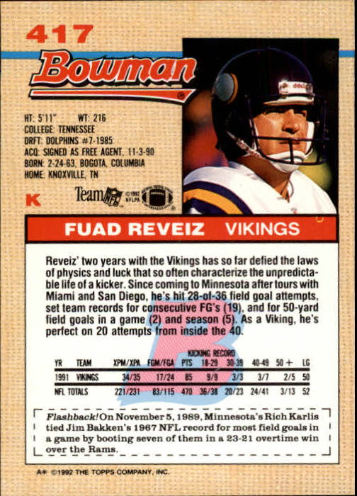 1992 Bowman Football "Main Set" Cards #401 to #573 Rookies and Veterans - Picture 31 of 311