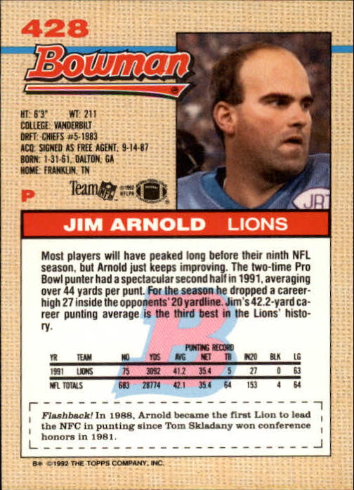1992 Bowman Football "Main Set" Cards #401 to #573 Rookies and Veterans - Picture 53 of 311