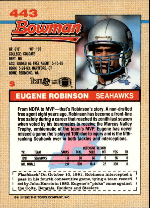 1992 Bowman Football "Main Set" Cards #401 to #573 Rookies and Veterans - Picture 83 of 311