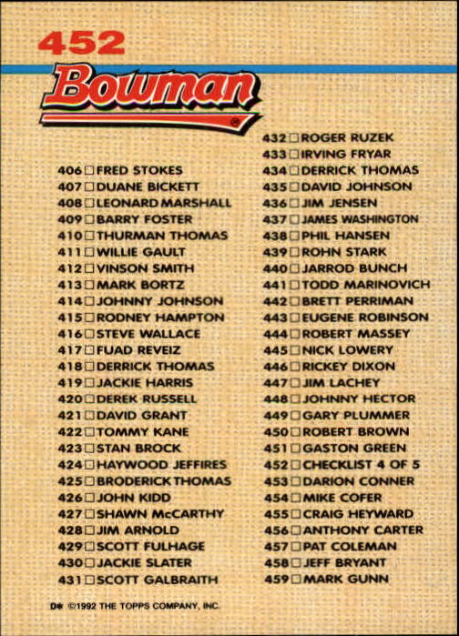 1992 Bowman Football "Main Set" Cards #401 to #573 Rookies and Veterans - Picture 99 of 311