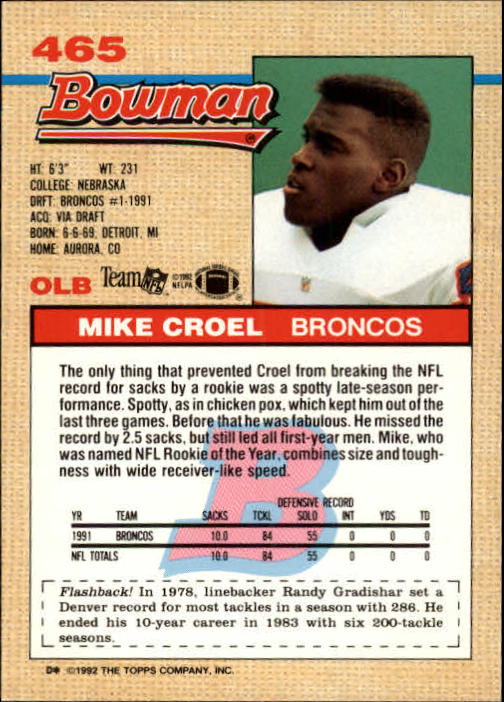 1992 Bowman Football "Main Set" Cards #401 to #573 Rookies and Veterans - Picture 119 of 311